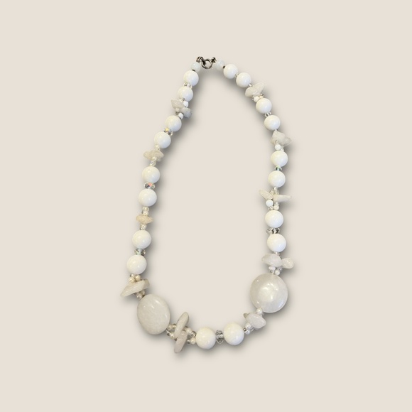 Vintage Bead and white Quartz Sterling Necklace - Picture 3 of 4